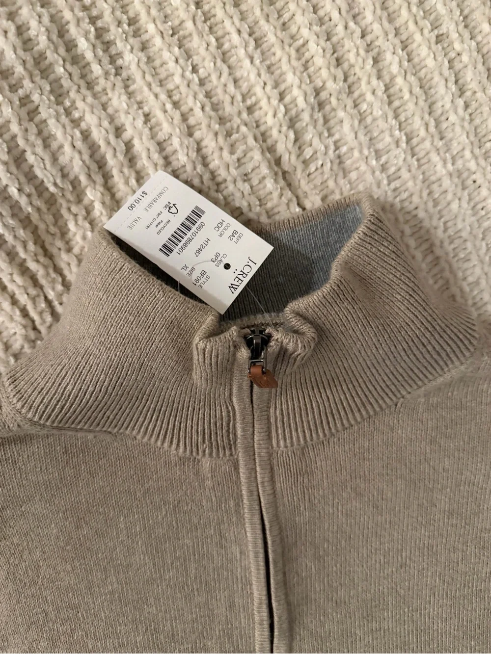 J. Crew Men's Half-Zip Mock Neck Sweater in Taupe
